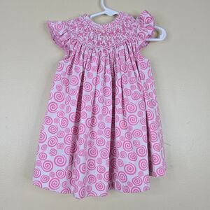 Amanda Remembered smocked pink &white dress size 12m